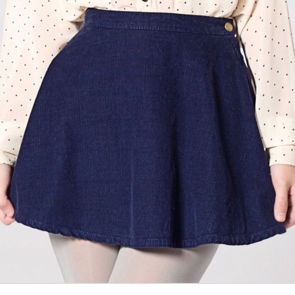 American apparel blue corduroy skirt